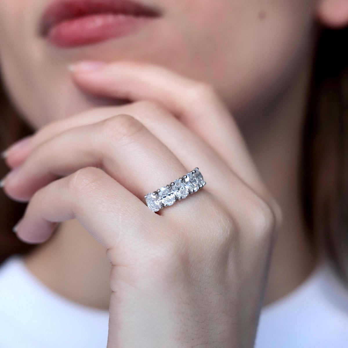 Certified 2.02ct Oval Diamond Five Stone Ring