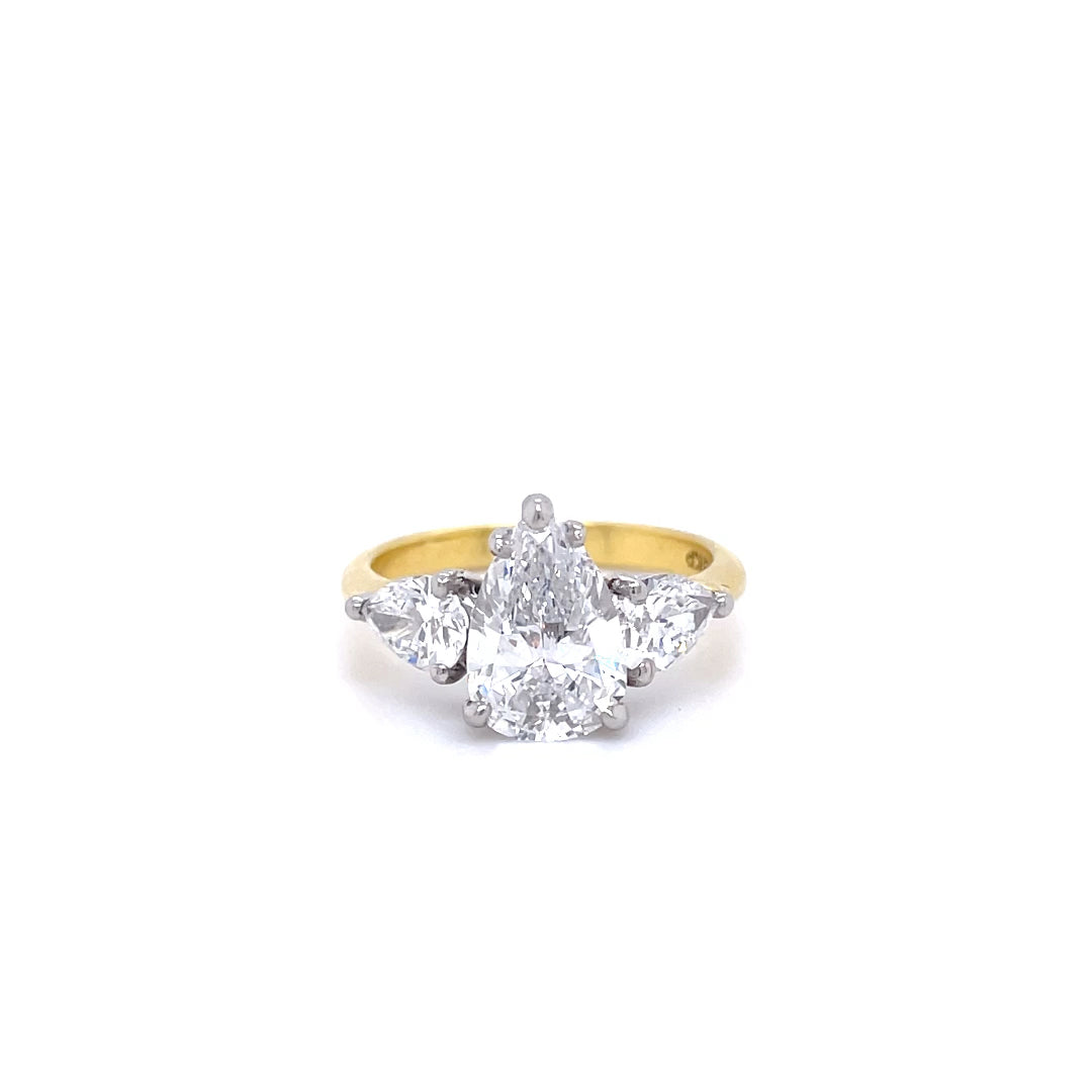 1.60ct GIA Certified Pear Cut Diamond Three Stone Ring