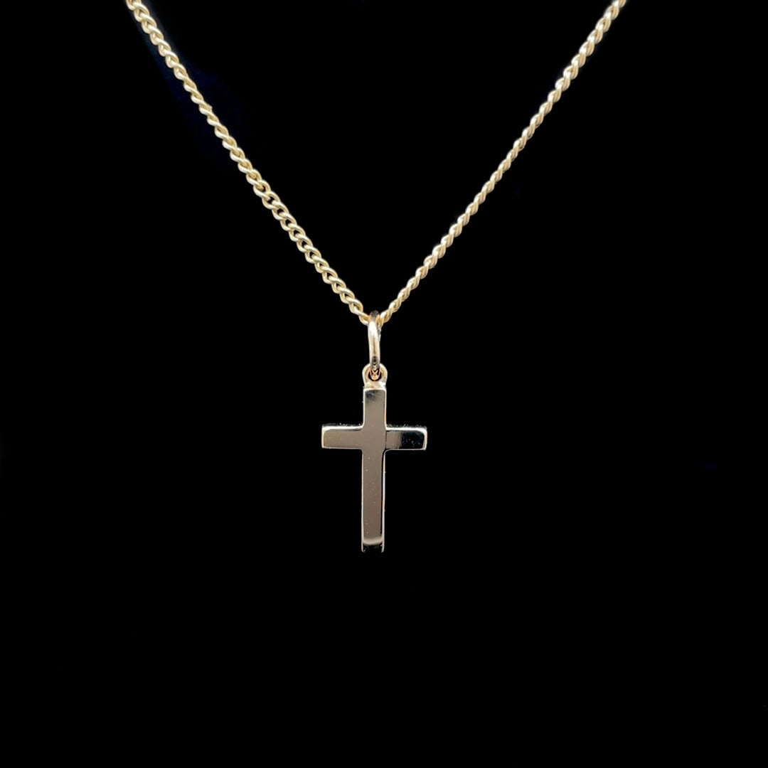 18ct Yellow Gold Plain Cross Pendant