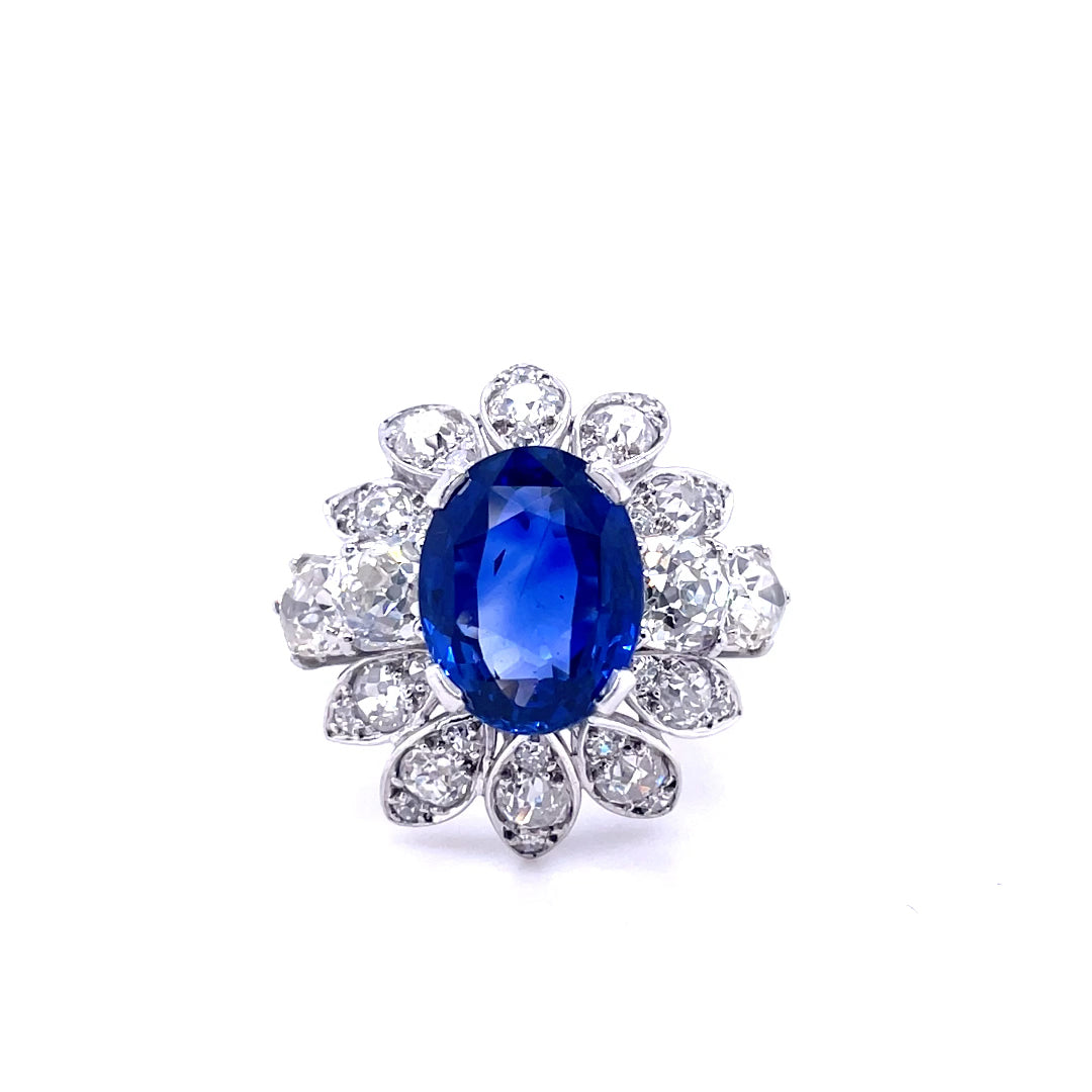 4.90ct Boucheron Sapphire And Diamond Cluster Cocktail Ring