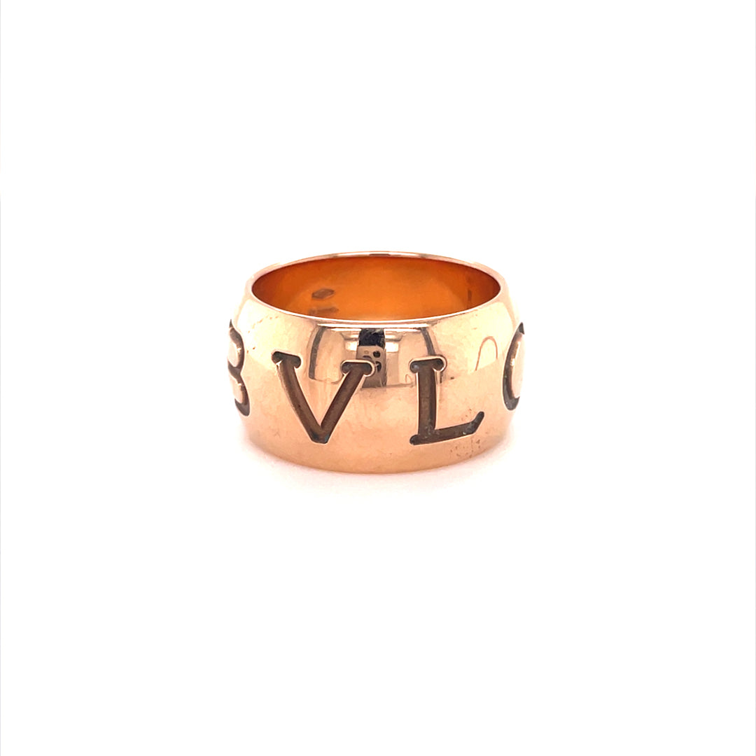 Bvlgari Ring Vintage Bulgari Vintage Rose Gold Monologo Ring