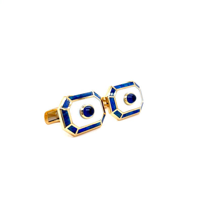 Sapphire, Mother Of Pearl And Opal Cufflinks
