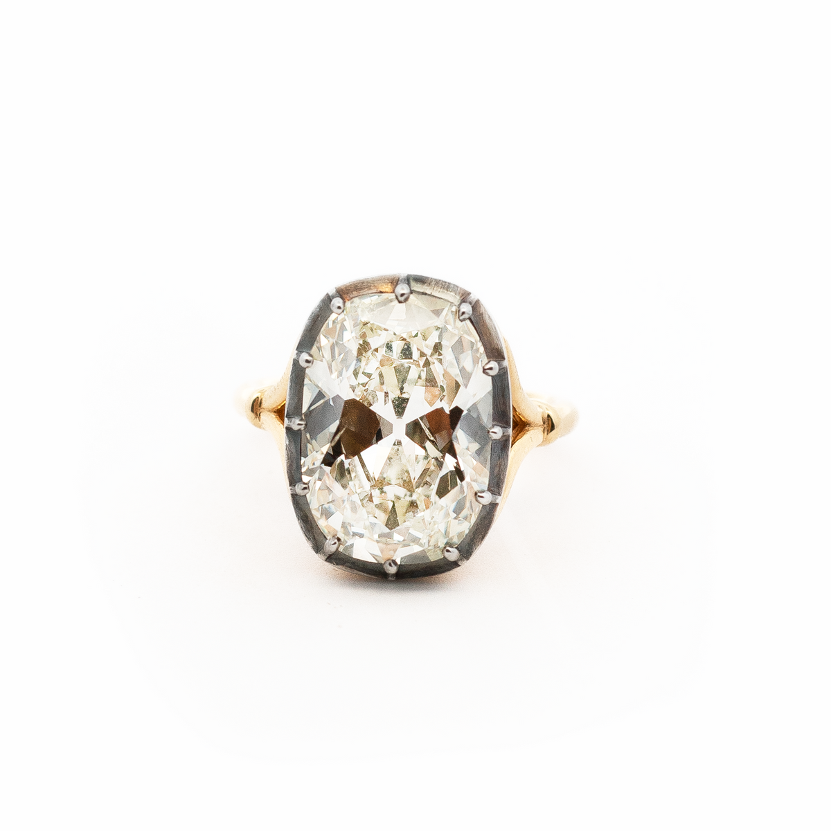 8.17ct Old Mine Cut Diamond Georgian Style Solitaire Ring