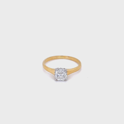 1.00ct Old Cushion Cut Diamond Solitaire Ring