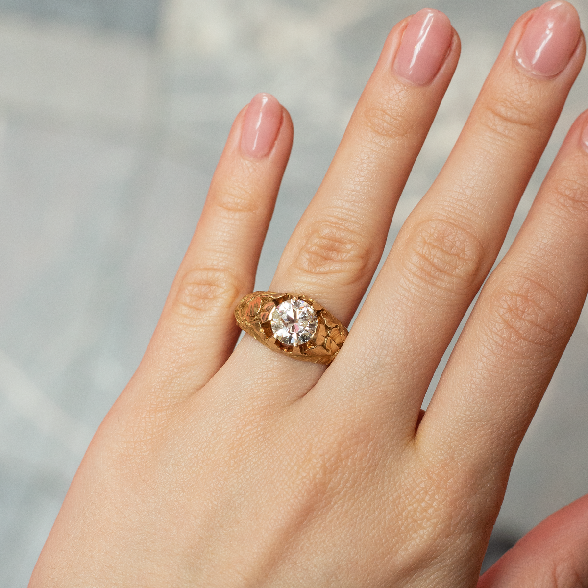 1.76ct Round Diamond Floral Gypsy Ring