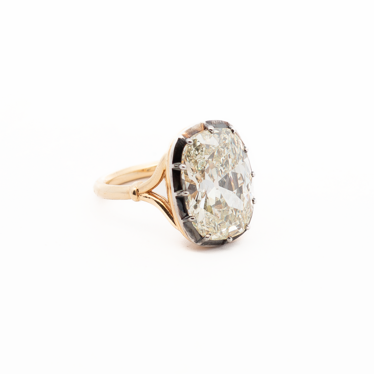 8.17ct Old Mine Cut Diamond Georgian Style Solitaire Ring