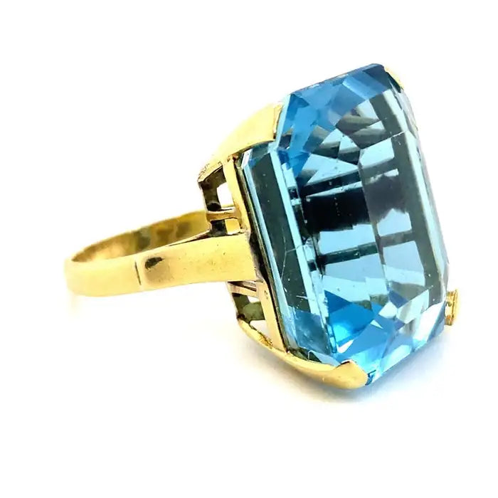35.88ct Emerald Cut Aquamarine Solitaire Ring