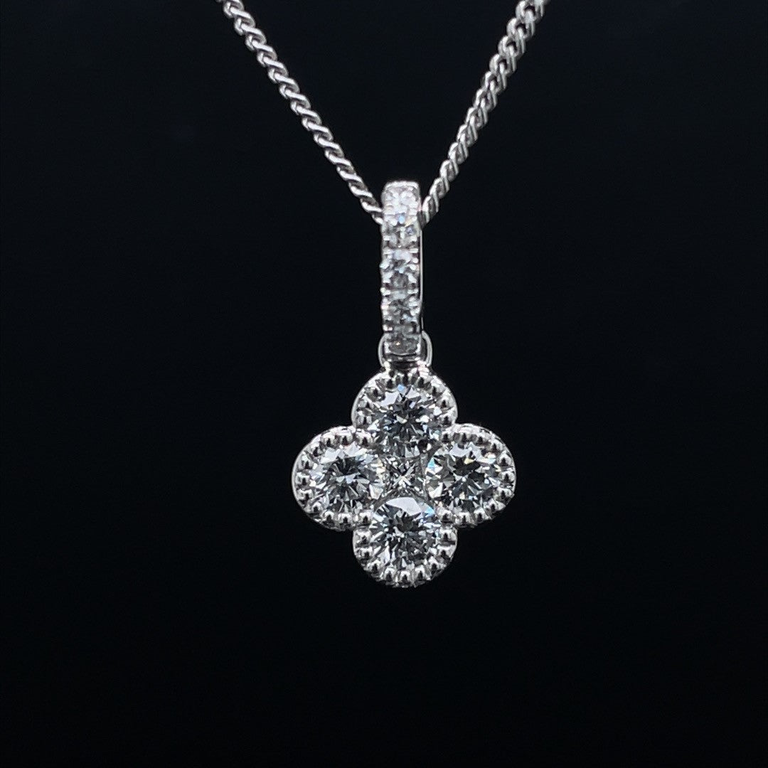 0.95ct Diamond Quatrefoil Cluster Pendant