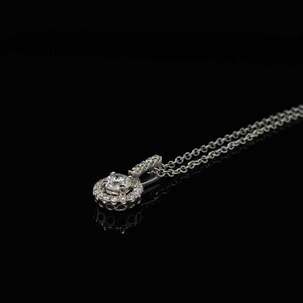 0.34ct Round Diamond Halo Cluster Pendant