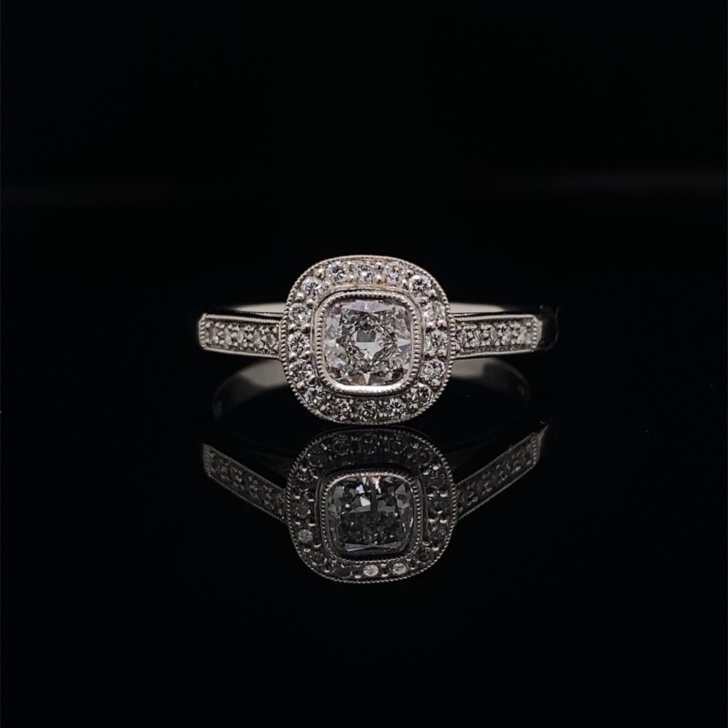 0.35ct Cushion Cut Diamond Cluster Ring