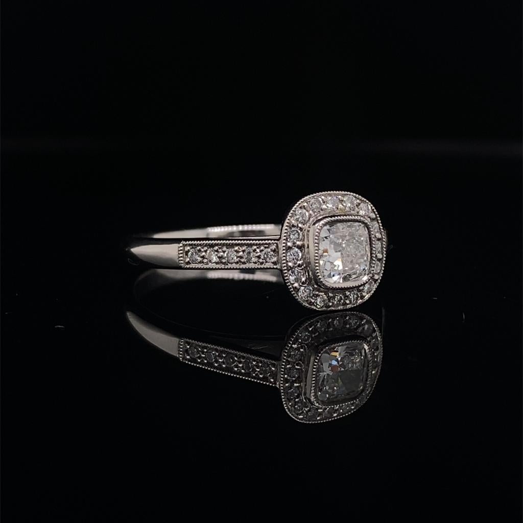 0.35ct Cushion Cut Diamond Cluster Ring