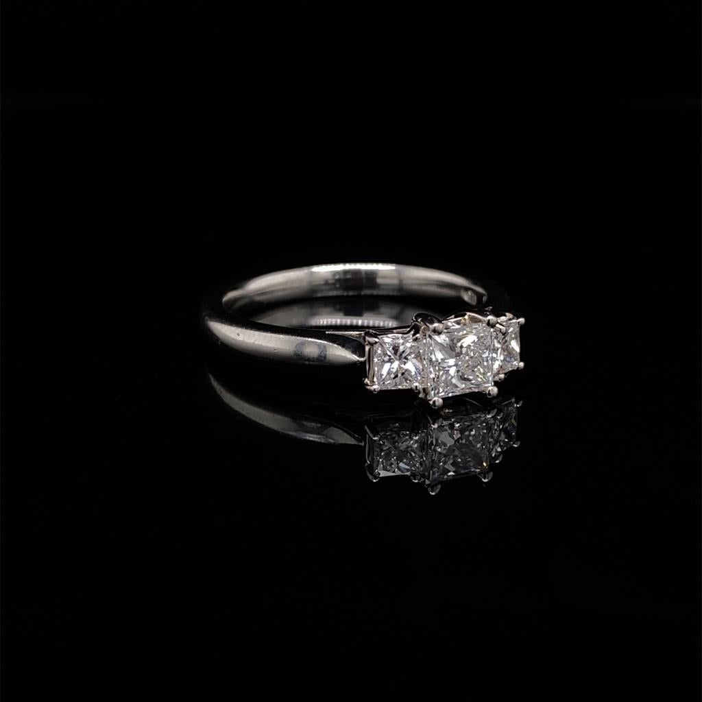 0.77ct Princess Cut Diamond Three Stone Ring