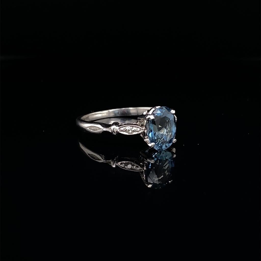 1.16ct Oval Cut Aquamarine Solitaire Ring
