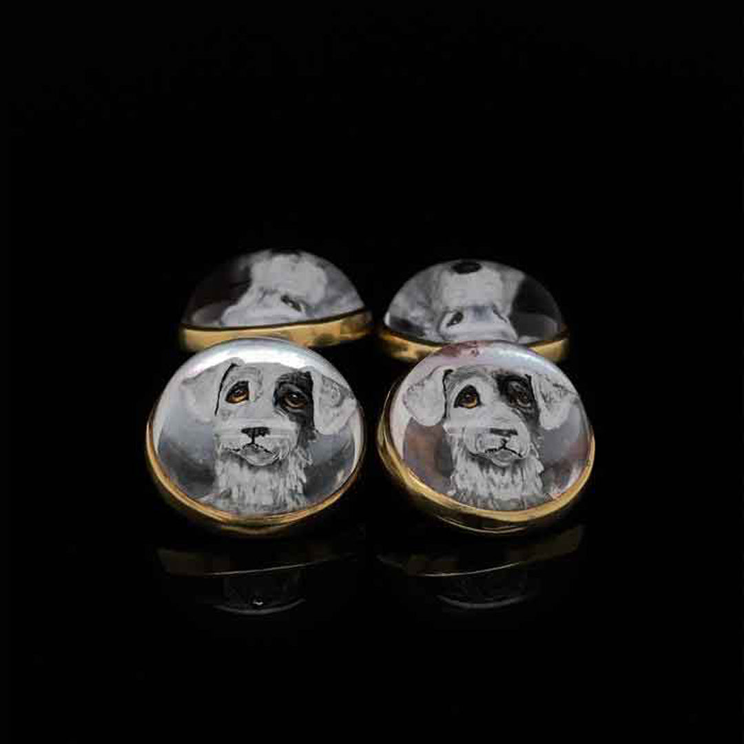 14ct Yellow Gold Essex Crystal Dog Cufflinks