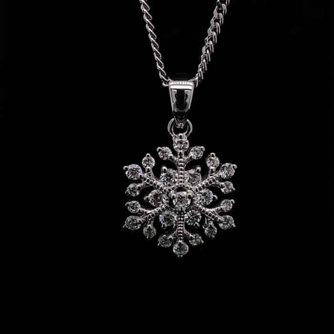 18ct White Gold 0.30ct Diamond Snowflake Pendant