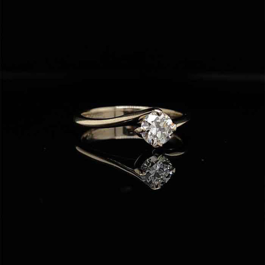 0.43ct Certified Round Brilliant Cut Diamond Twist Solitaire Ring