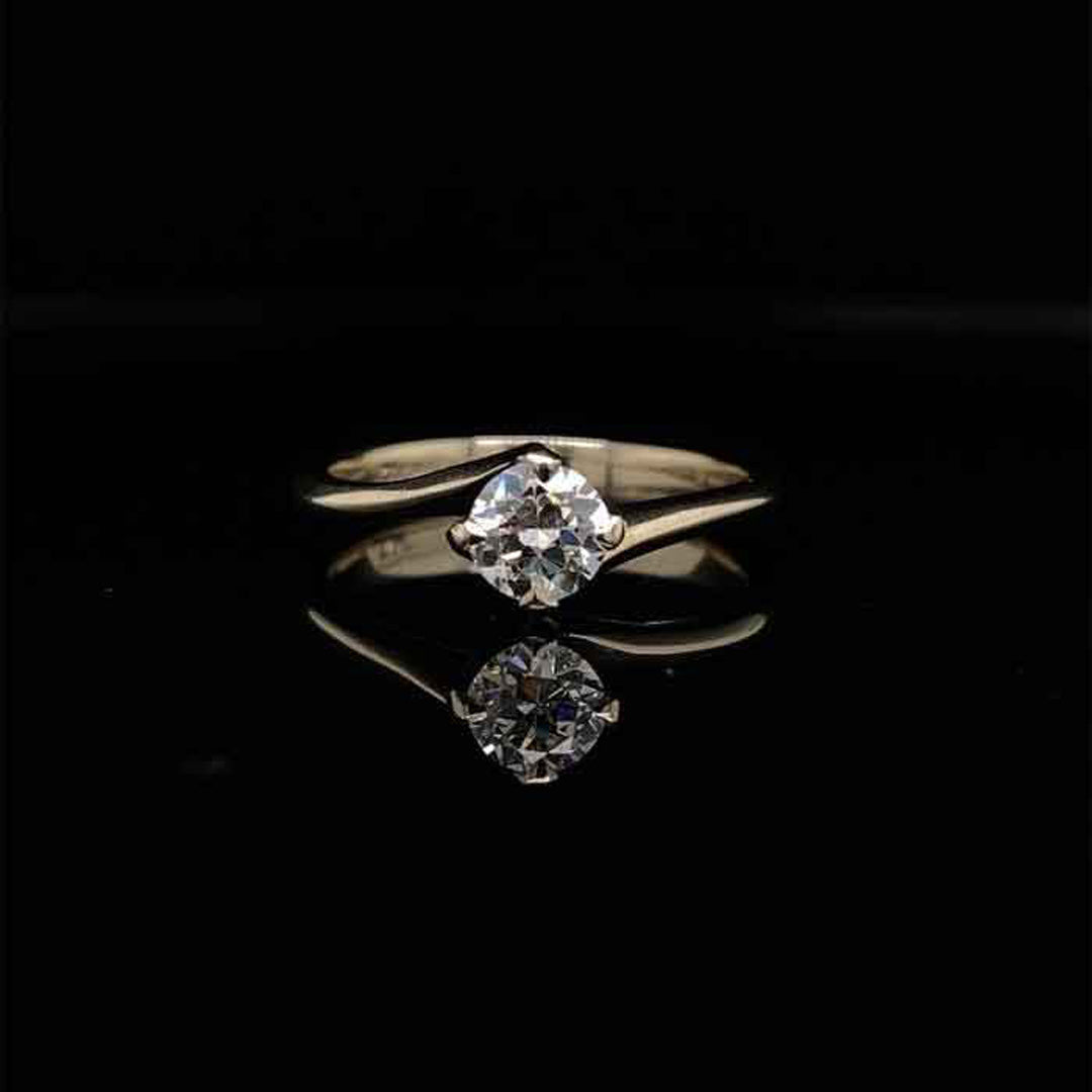 0.43ct Certified Round Brilliant Cut Diamond Twist Solitaire Ring