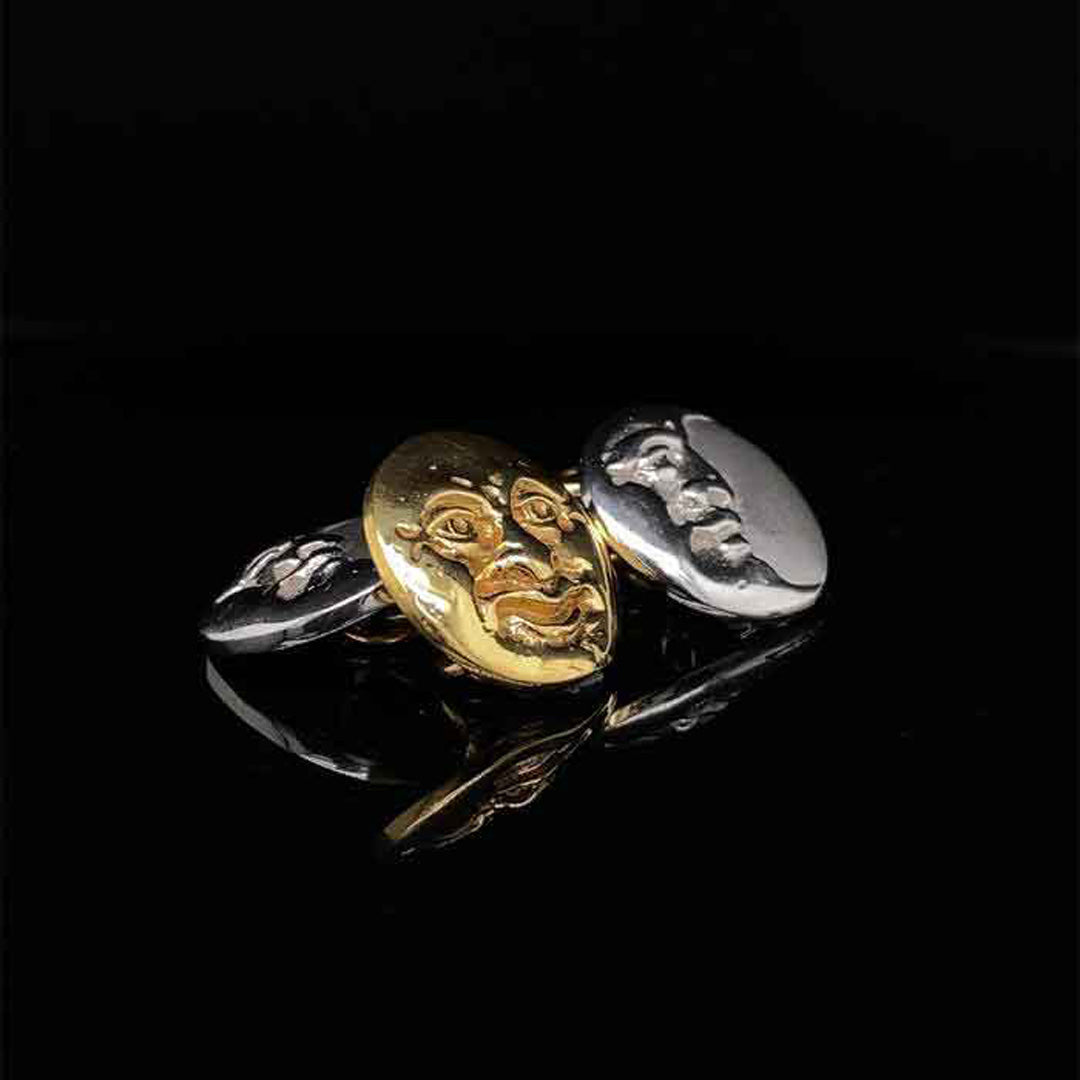 18ct White and Yellow Gold Sun and Moon Cufflinks