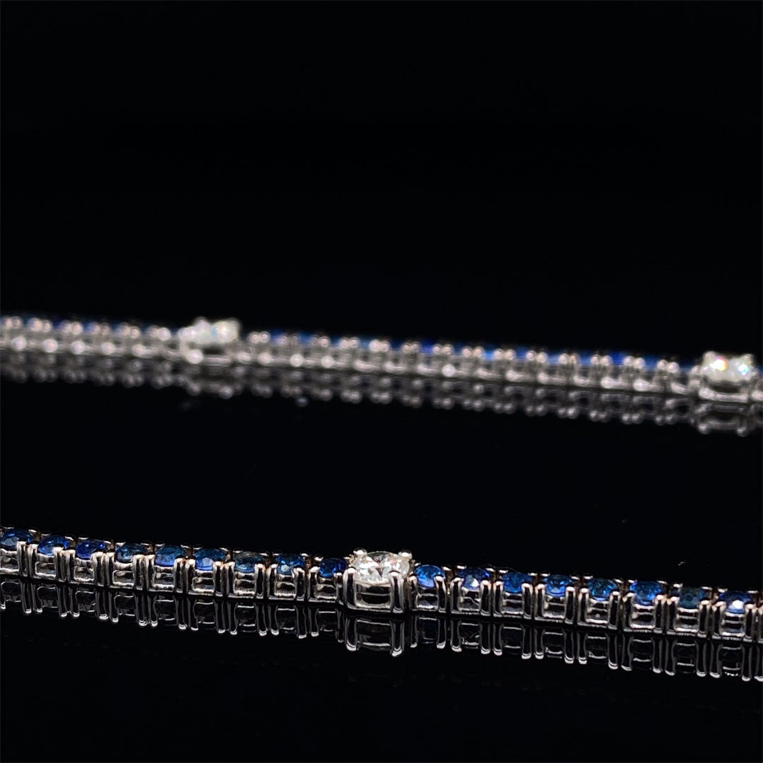 4.53ct Round Sapphire and Diamond Riviere Necklace