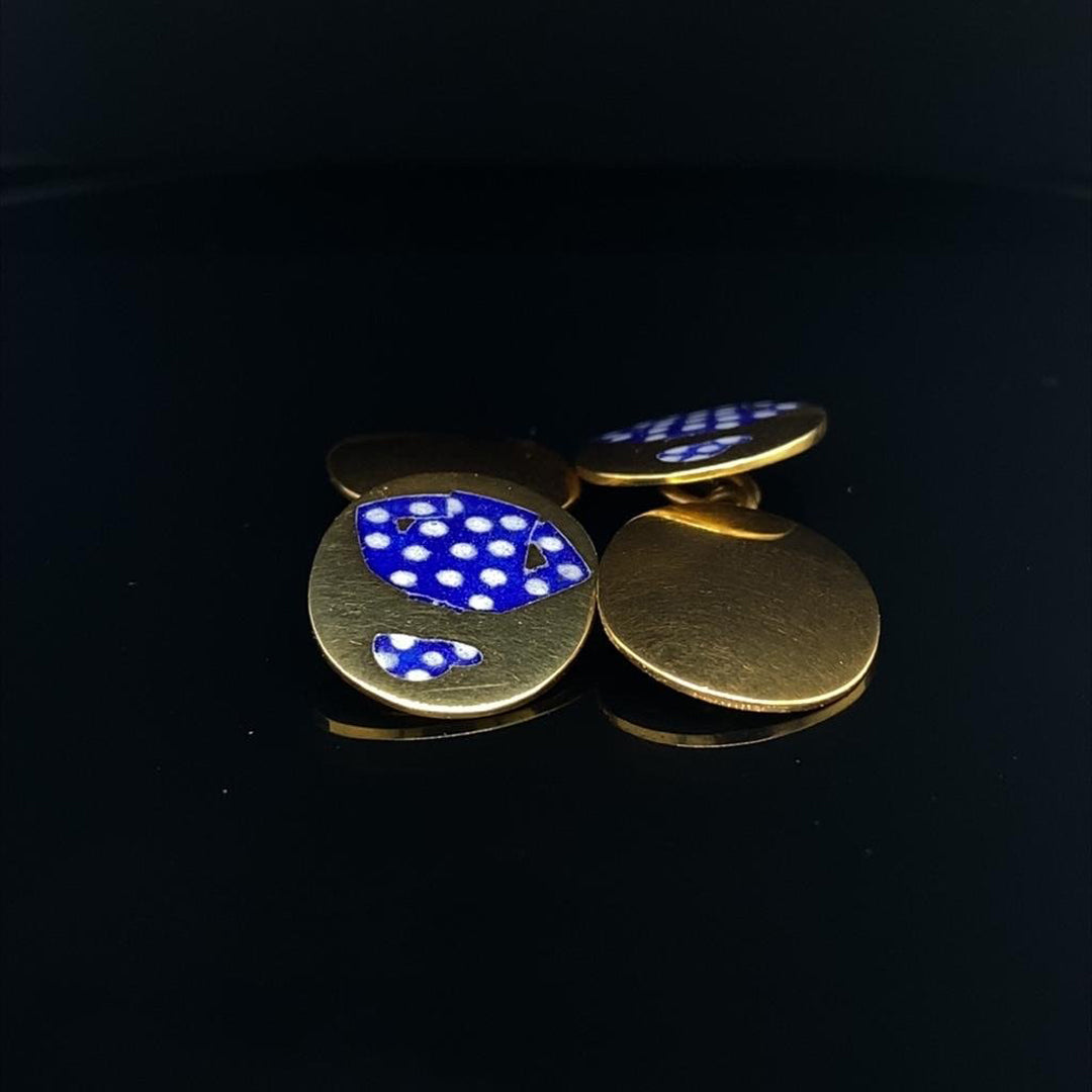 9ct Yellow Gold and Enamel Jockey Silk Cufflinks