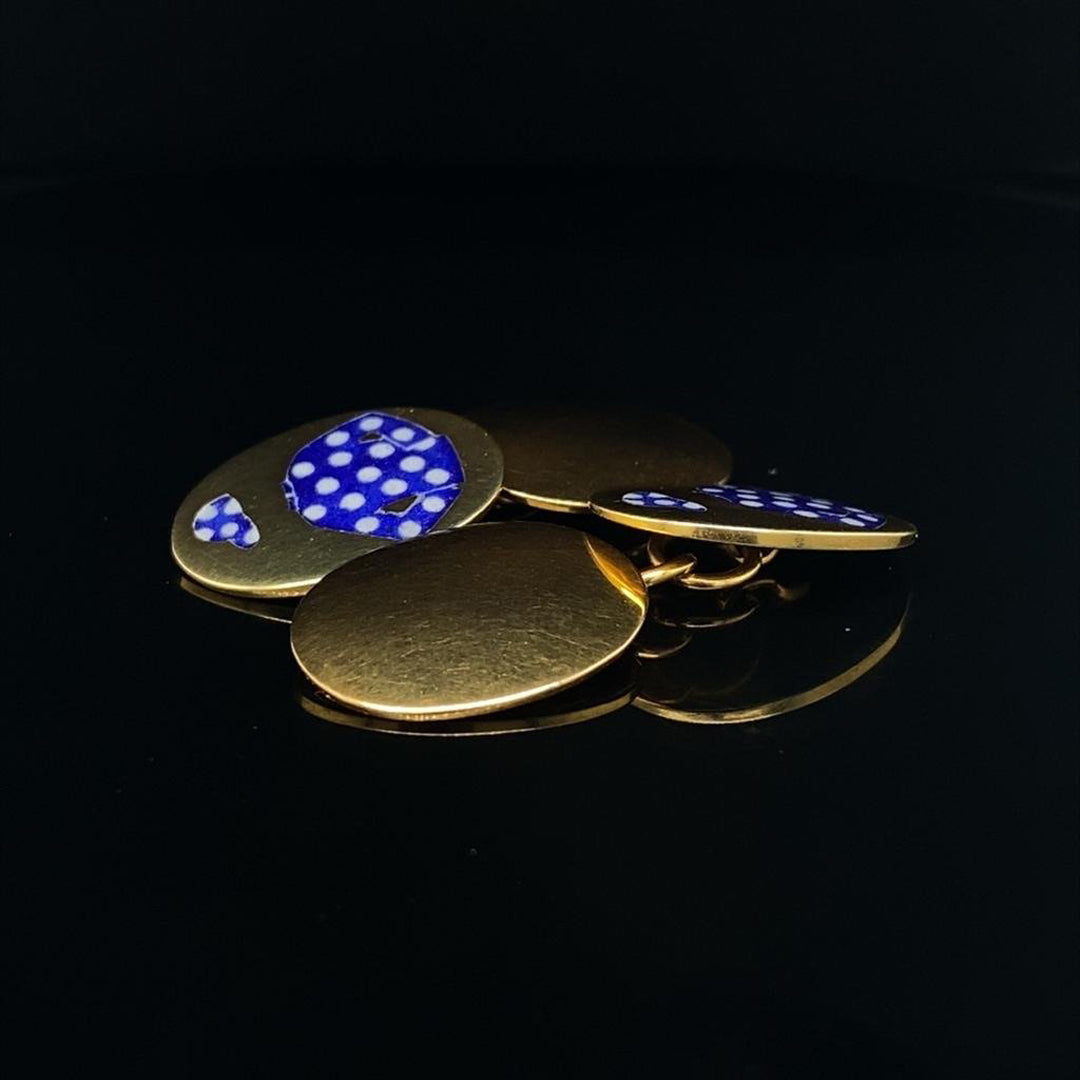 9ct Yellow Gold and Enamel Jockey Silk Cufflinks