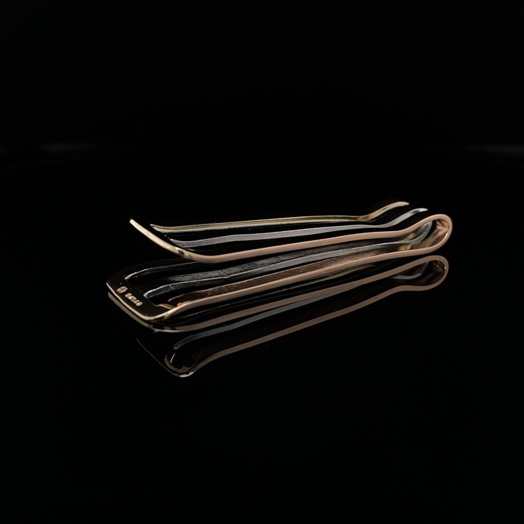 9ct Yellow, White and Rose Gold Bars Graduated Money Clip