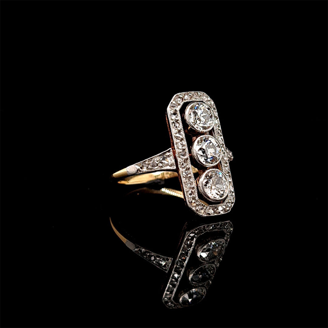 Antique Round Diamond Plaque Ring