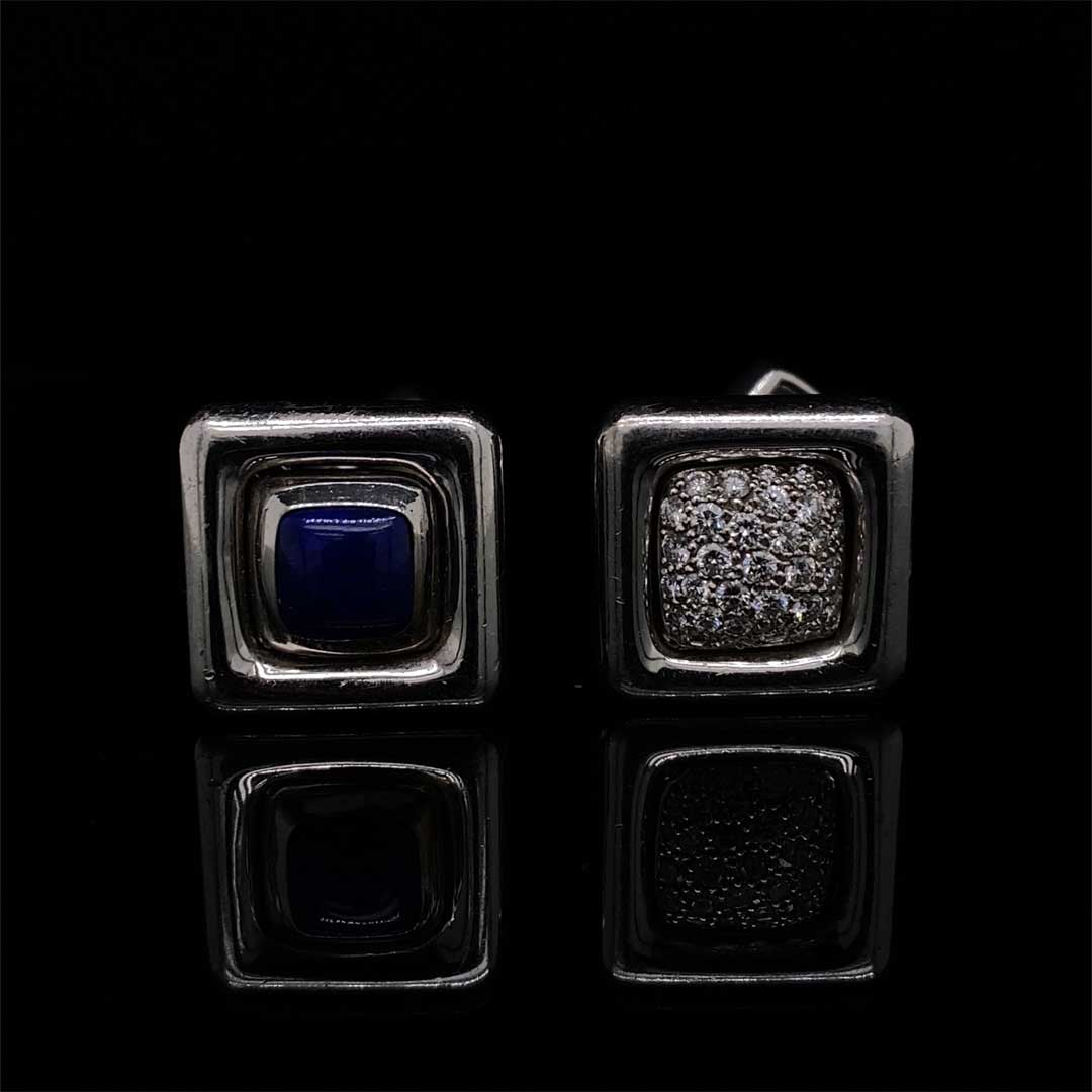 Chopard 18ct White Gold Lapis and Diamond Swivel Cufflinks