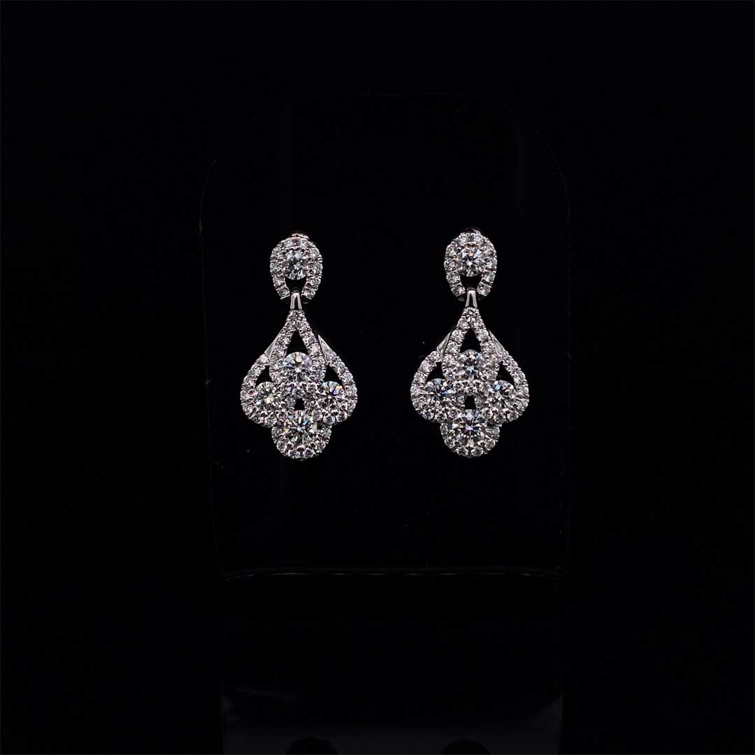 Diamond Peacock Style Drop Earrings
