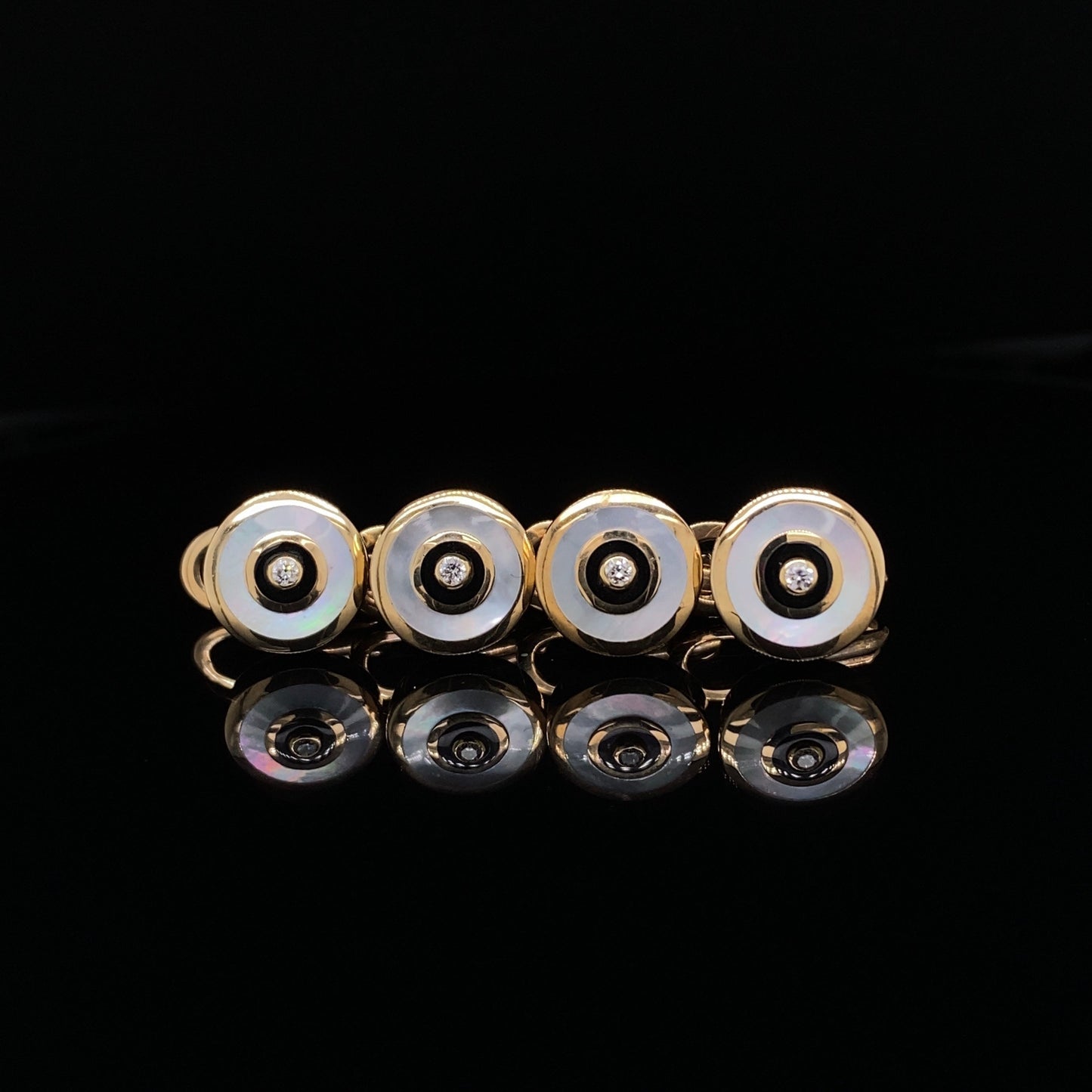 Mother of Pearl, Onyx and Diamond Dress Studs