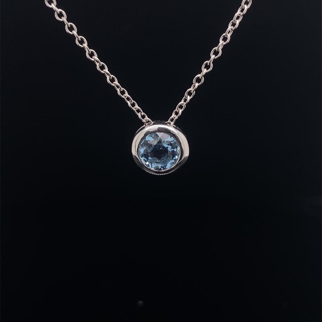 Round Aquamarine Solitaire Pendant
