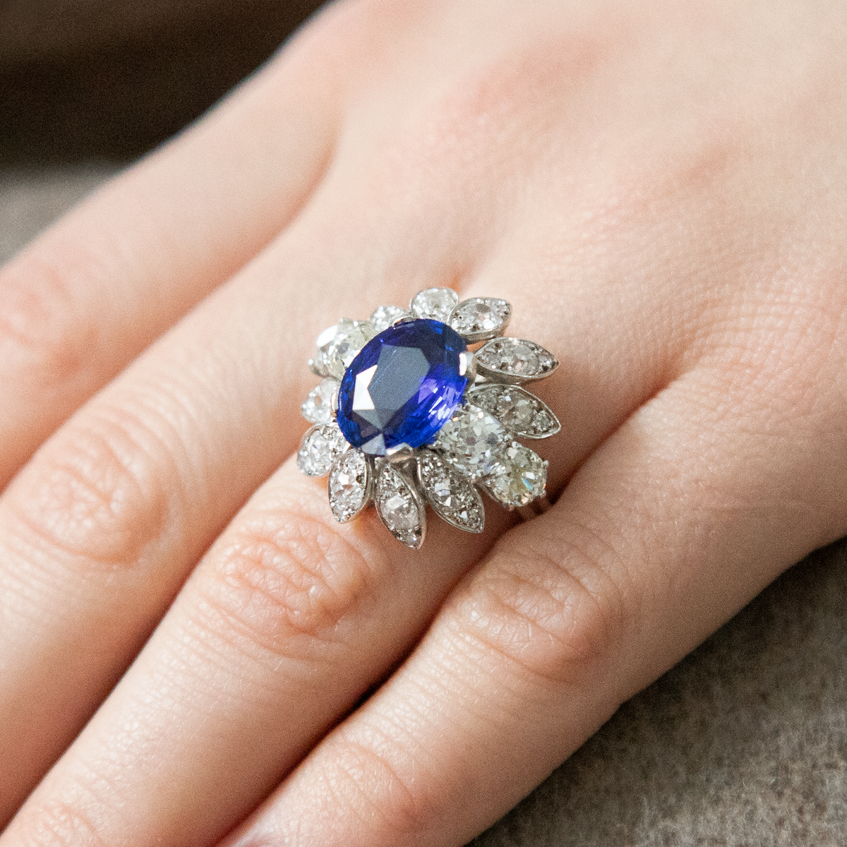 4.90ct Boucheron Sapphire And Diamond Cluster Cocktail Ring