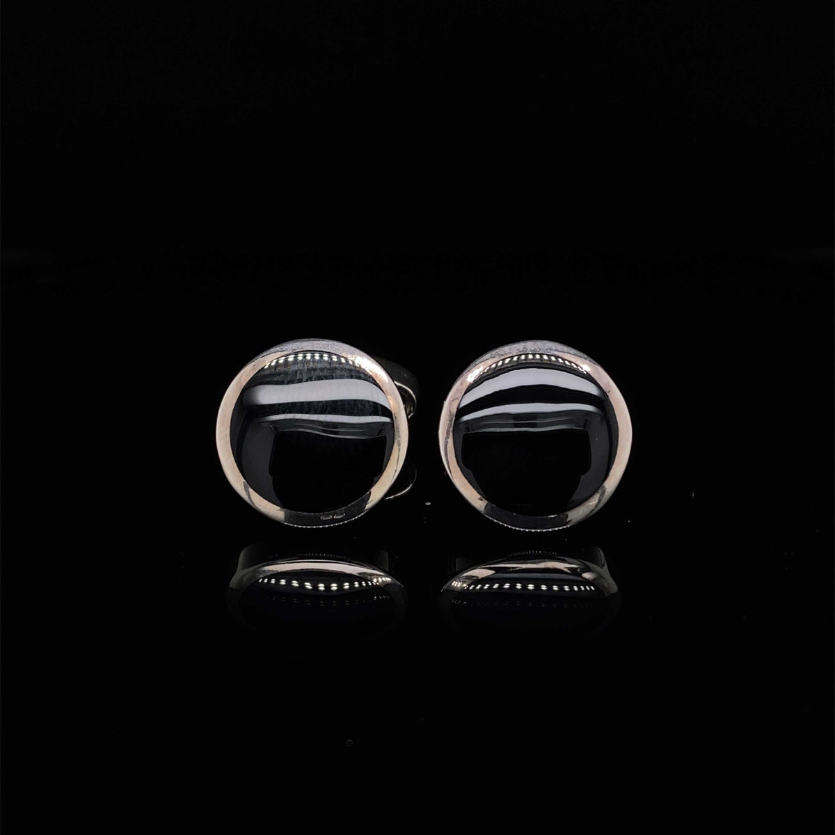 Silver Round Onyx Cufflinks