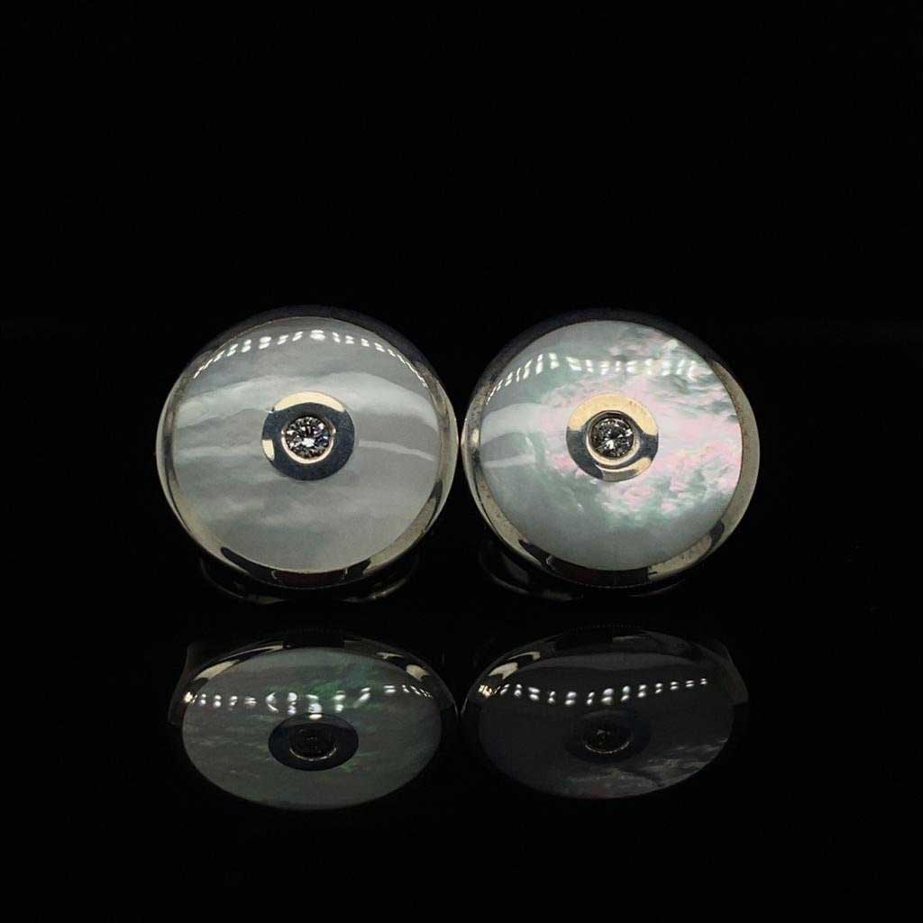 Silver, Mother of Pearl and Diamond Cufflinks