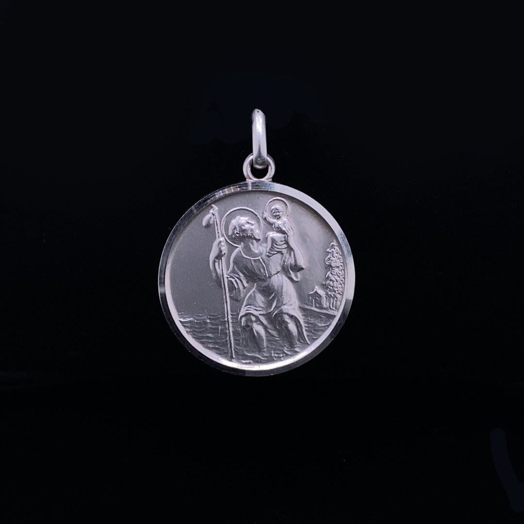 18ct Gold Round Saint Christopher Pendant