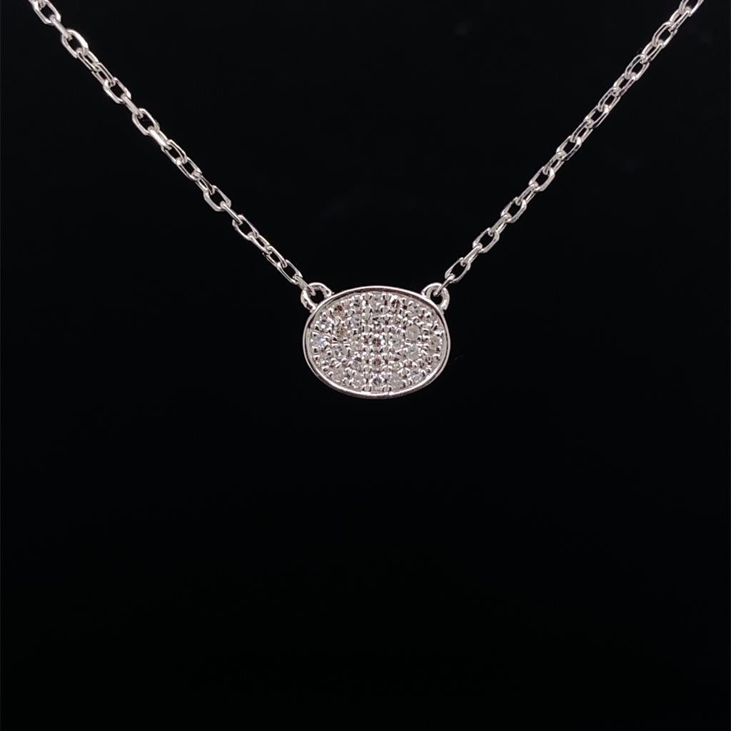 White Gold Diamond Set Oval Pendant