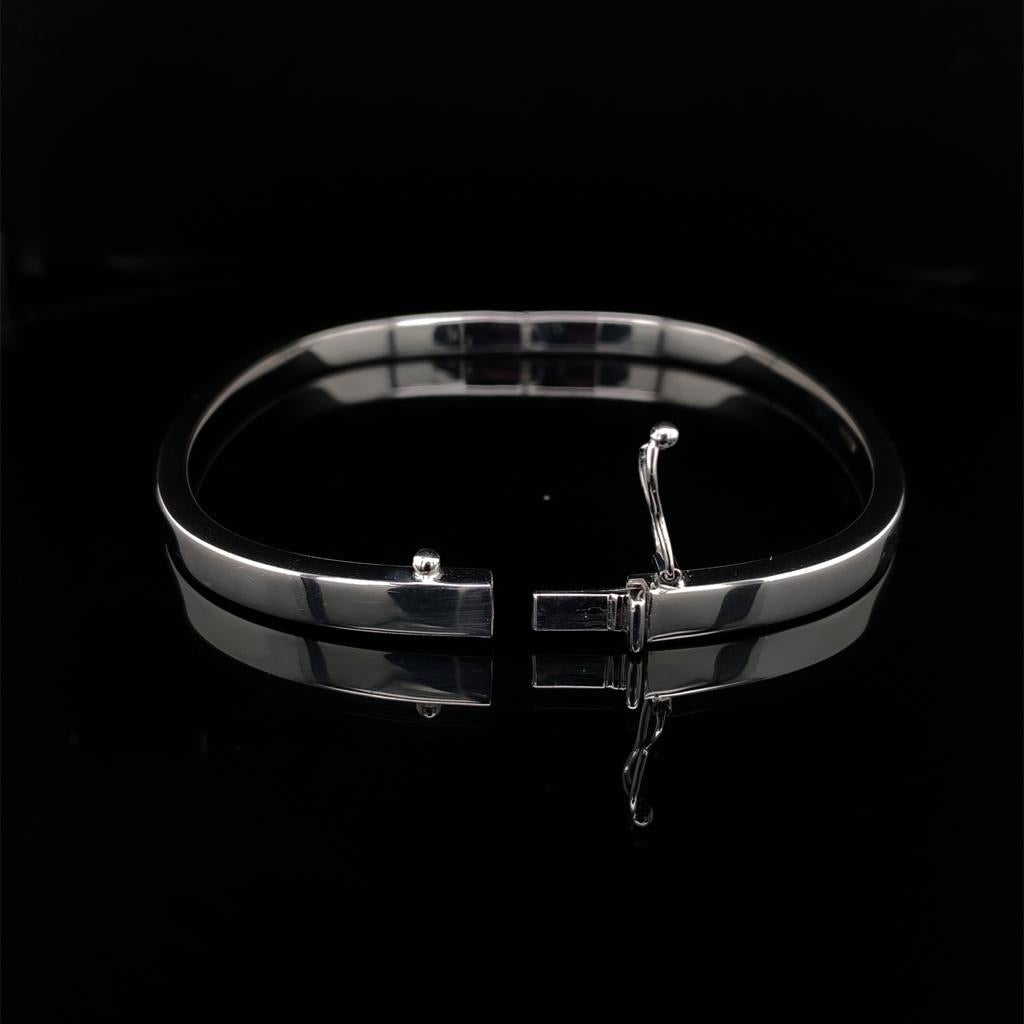 White Gold Hinged Cushion Shape Bangle
