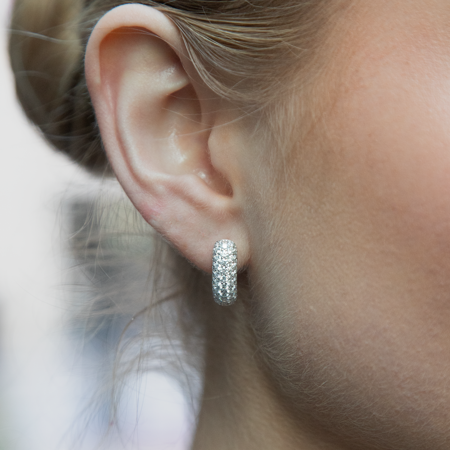 1.85ct Pave Set Round Diamond Huggy Hoops