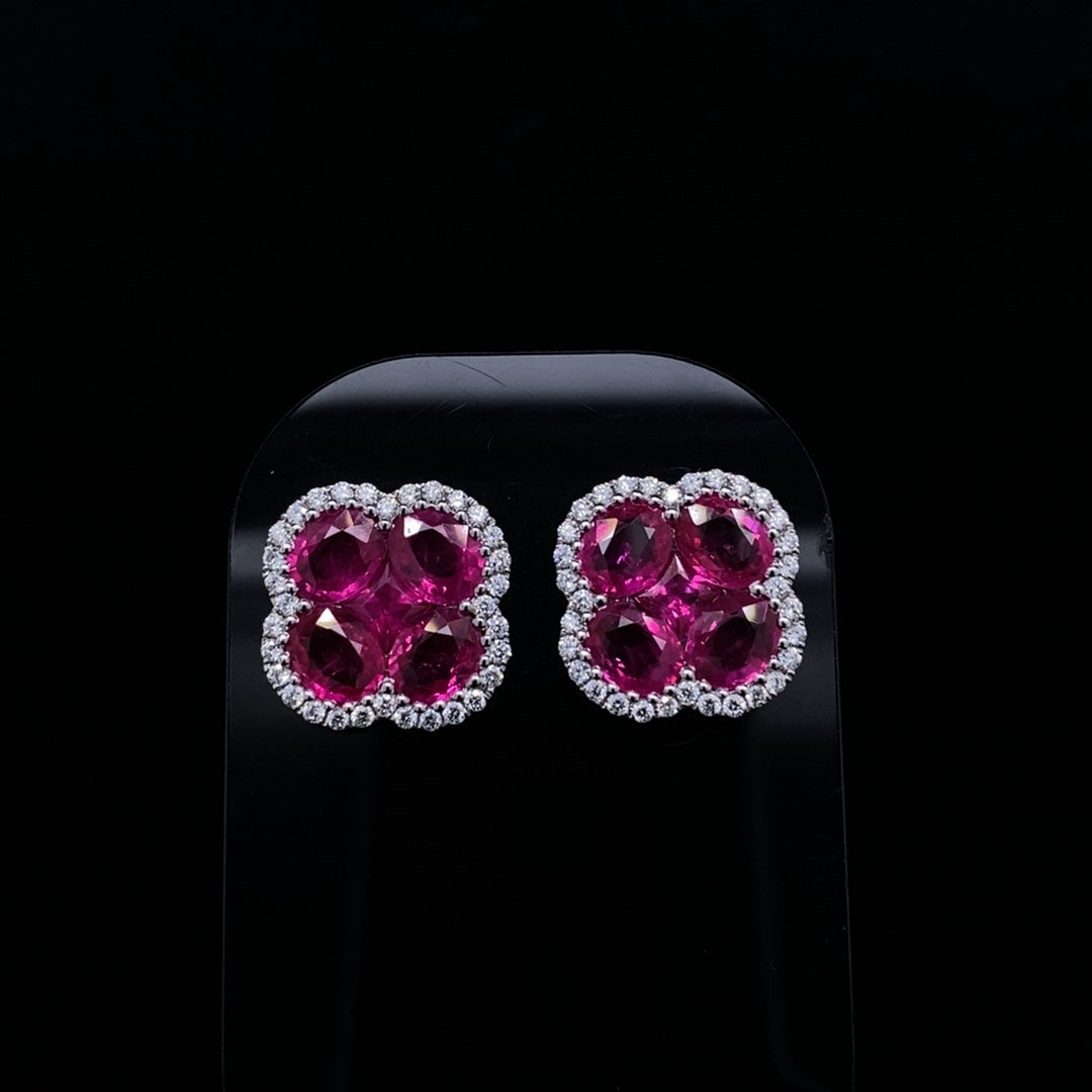 Ruby and Diamond Quatrefoil Earrings