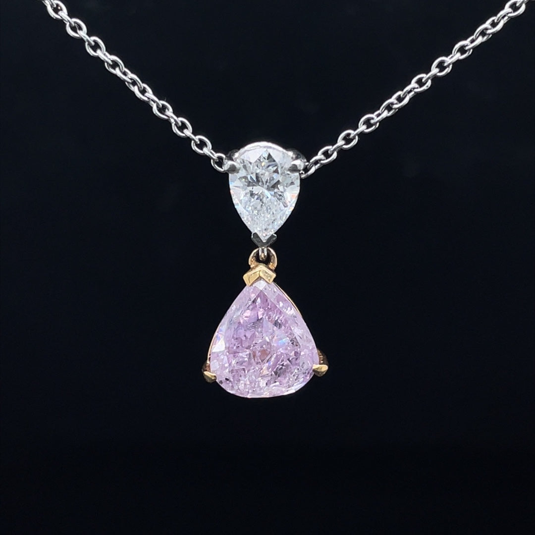 1.56ct GIA Certified Natural Pink Purple Diamond Pendant