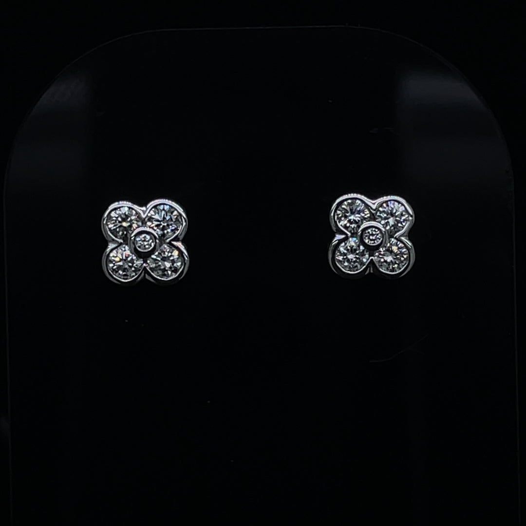 0.26ct Round Diamond Flower Stud Earrings