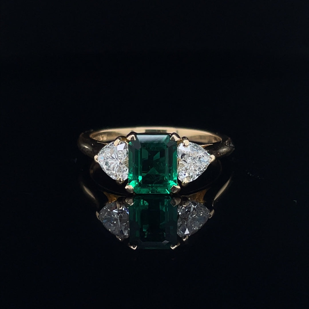 Cartier 1.03ct Certified Zambian Emerald Cut Emerald And Heart Cut