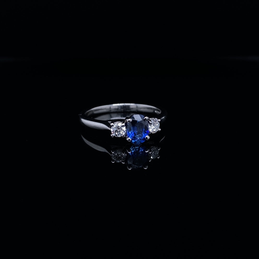 0.76ct Oval Sapphire Three Stone ring