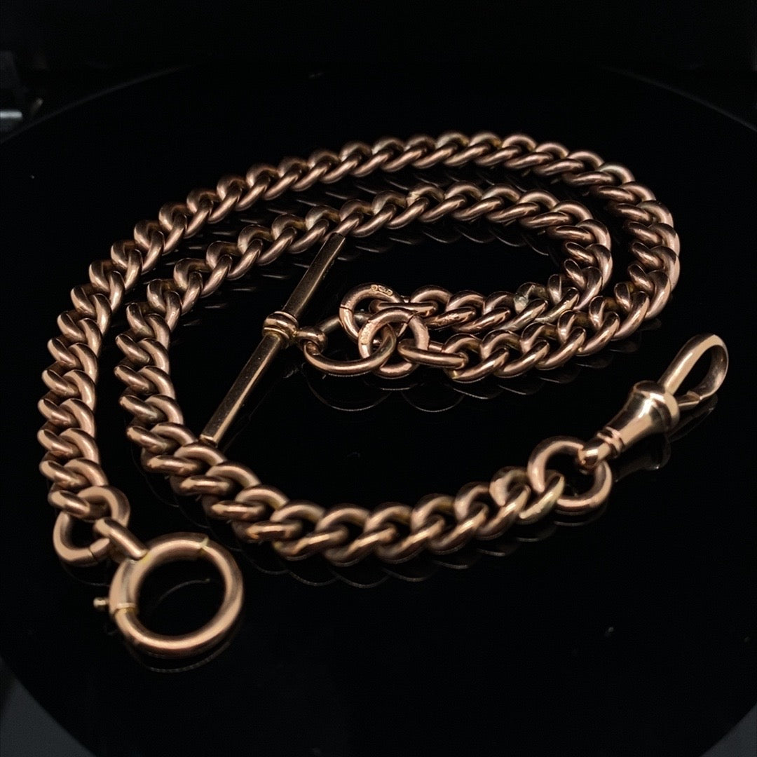 9ct Rose gold Antique Albert Chain 17"