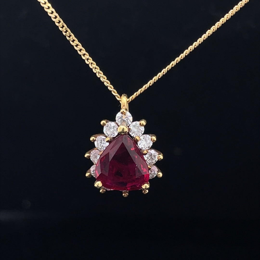 Ruby and Diamond Cluster Pendant