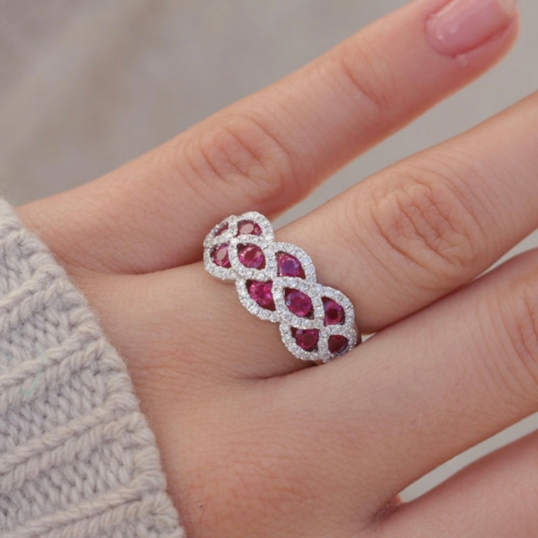 1.12ct Ruby and Diamond Lattice Style Dress Ring