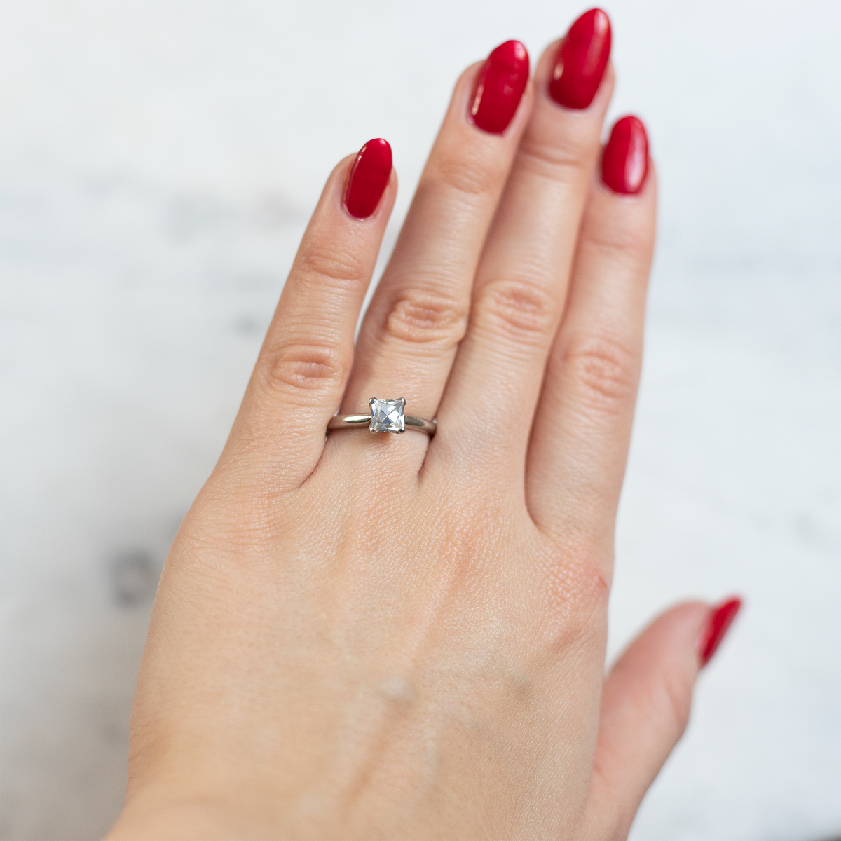 0.90ct French Cut Diamond Solitaire Ring