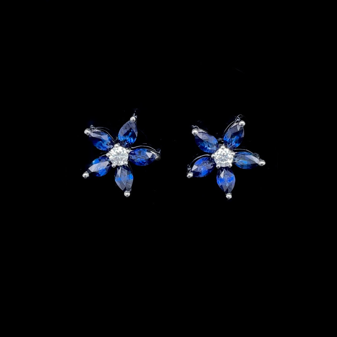 1.38ct Marquise Sapphire and Diamond Star Earrings