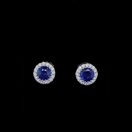1.21ct Round Sapphire and Diamond Earrings