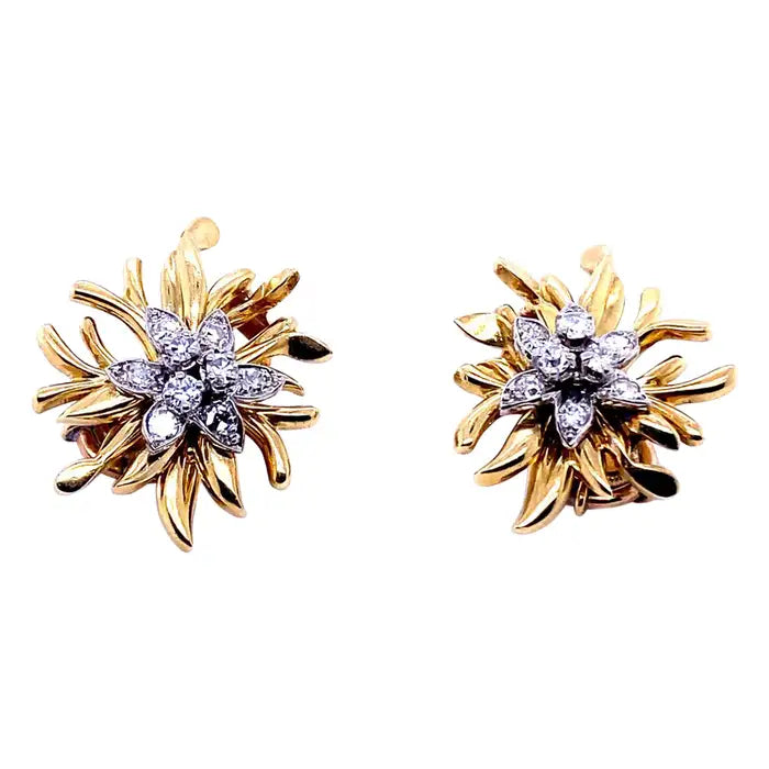 Chaumet Diamond Set Floral Clip Earrings